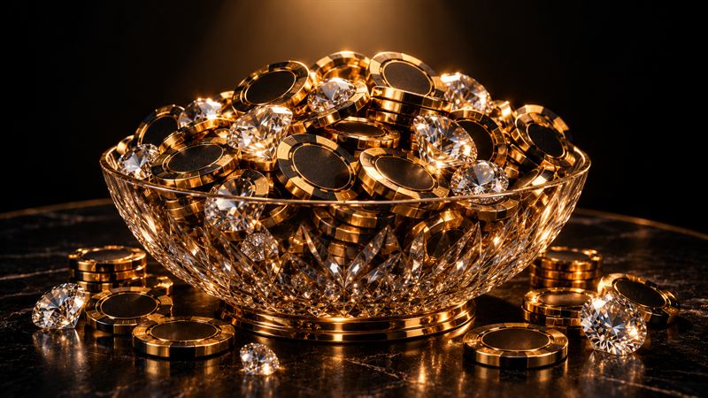 A pile of Diamonds and gold coins