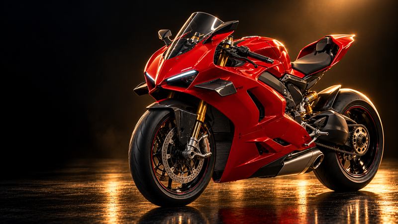 A red Ducati Panigale V4 S superbike