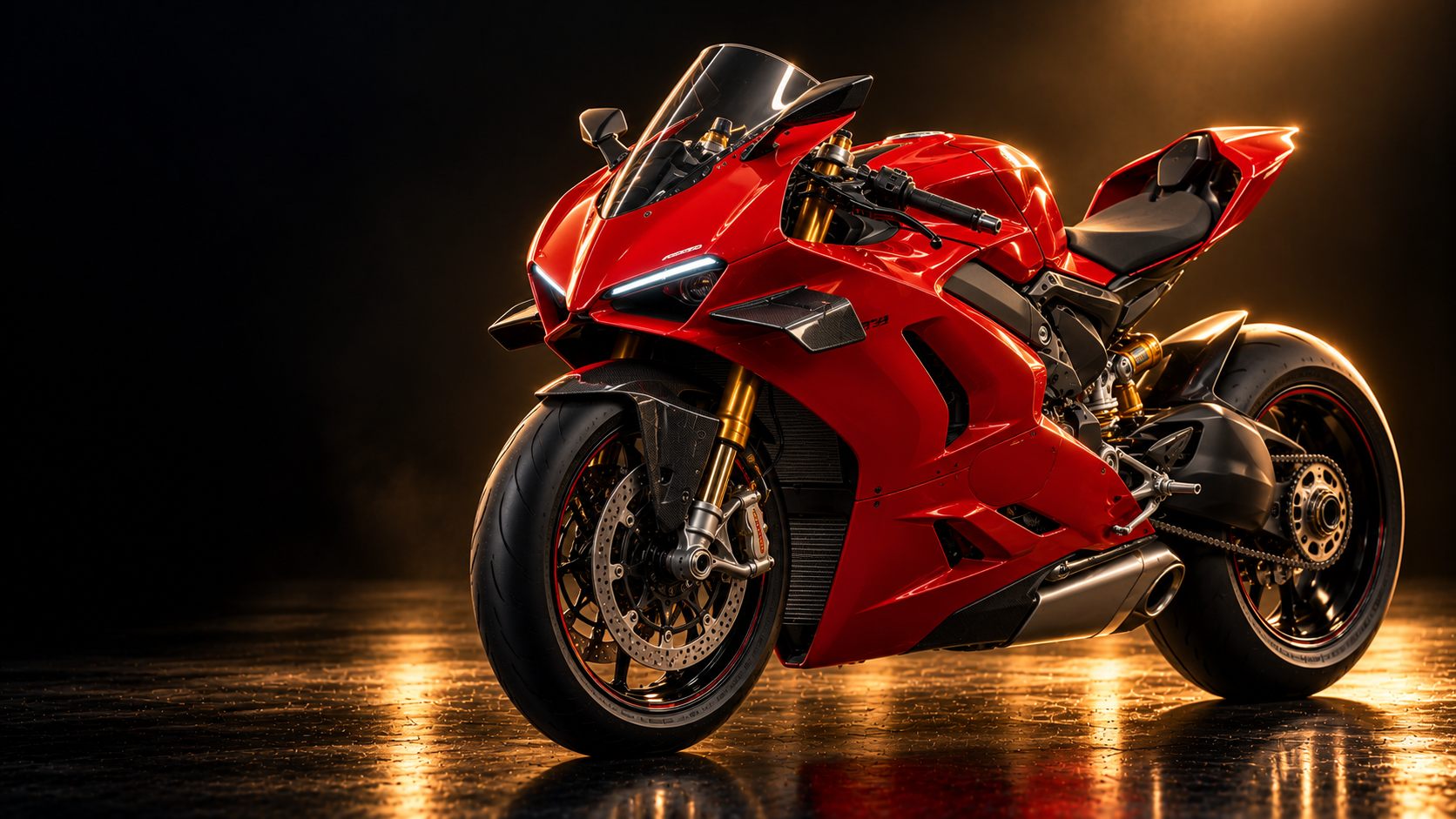 A red Ducati Panigale V4 S superbike