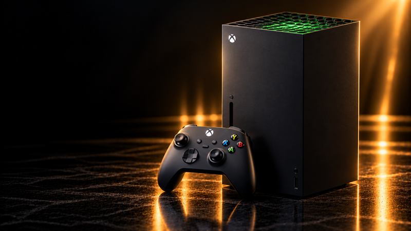 An Xbox Series X console with a black controller